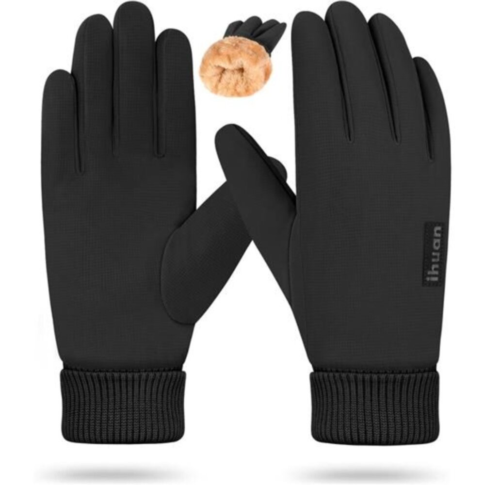 Black Winter Gloves for Men Women Ski Cold Weather Gloves for Driving Running